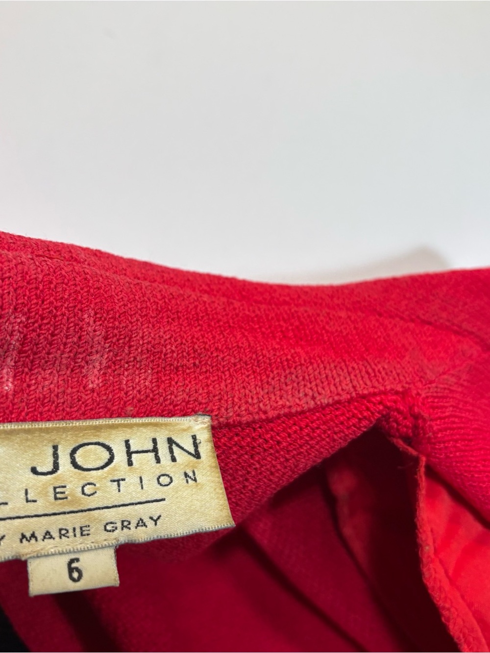 Vtg St John Collection Jacket Red Black Knit Suit Blazer Set Sz 6 Old Money Read - Picture 14 of 14